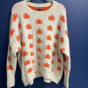 Vince Camuto Cream and Orange Pumpkin Sweater